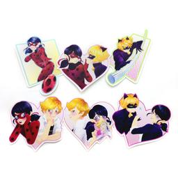 6 different Miraculous Ladybug stickers