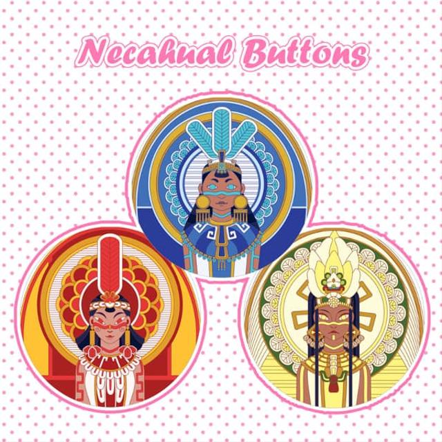 Necahual Buttons in vibrant color and patterns